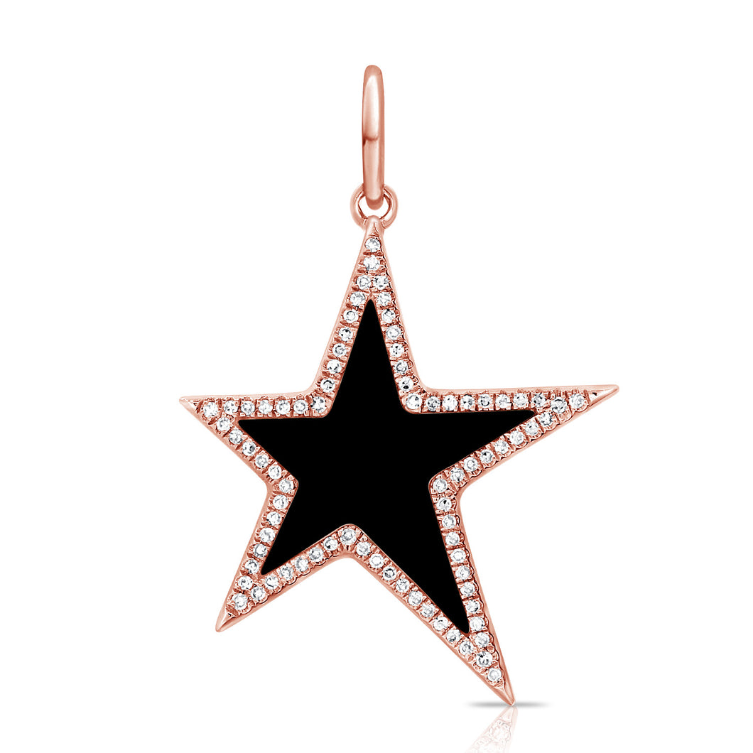 14K Gold Black Onyx Star Charm