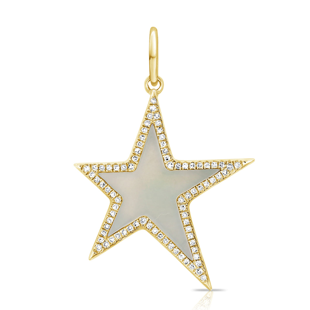 14K Gold Mother of Pearl Star Charm