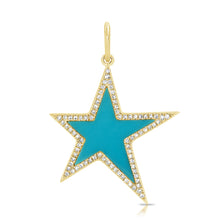 Load image into Gallery viewer, 14K Gold Turquoise Star Charm
