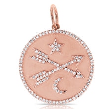 Load image into Gallery viewer, 14K Gold Arrow, Star, Moon Diamond Large Charm
