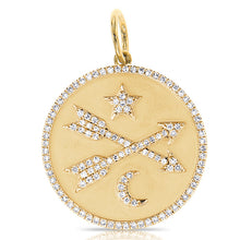 Load image into Gallery viewer, 14K Gold Arrow, Star, Moon Diamond Large Charm

