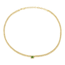 Load image into Gallery viewer, 14K Gold Diamond Emerald Chain Link Necklace
