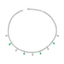 Load image into Gallery viewer, 14K Gold Multi Diamond And Emerald Necklace
