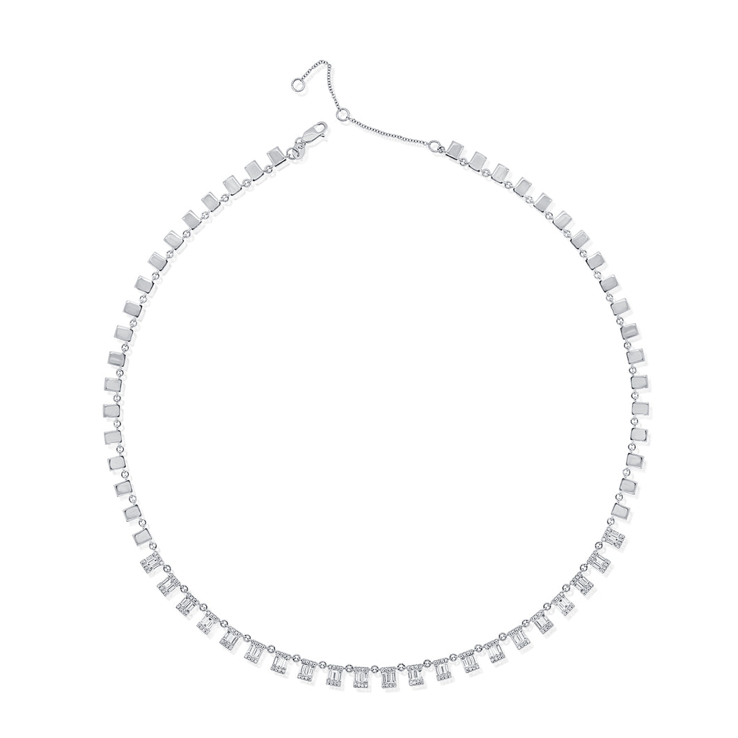 14K Gold Diamond Baguette Necklace
