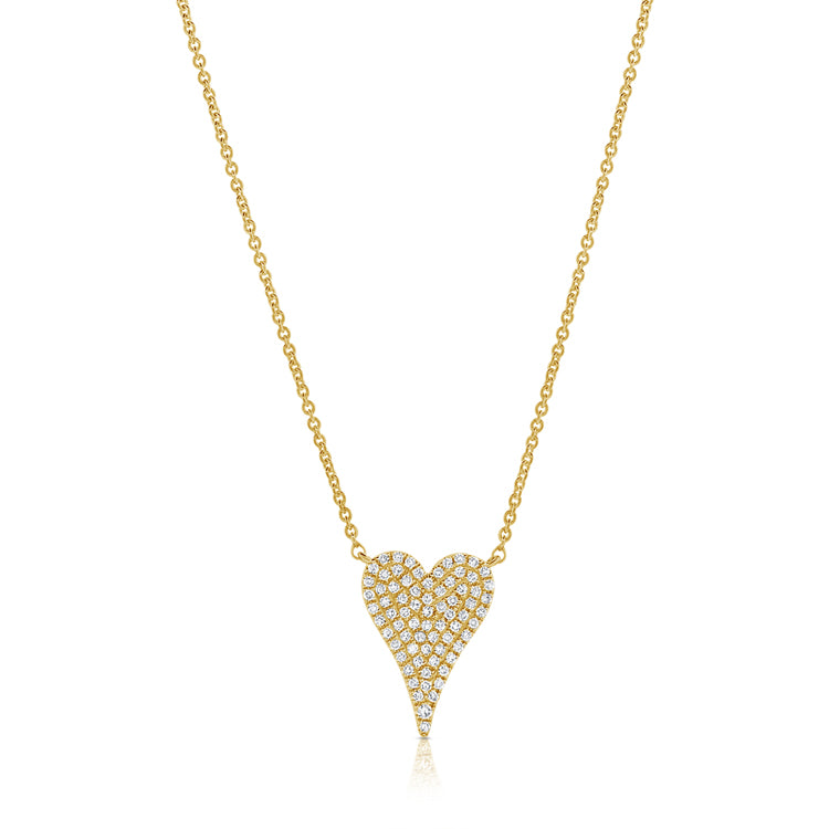 14K Gold Diamond Extra Small Elongated Heart Necklace