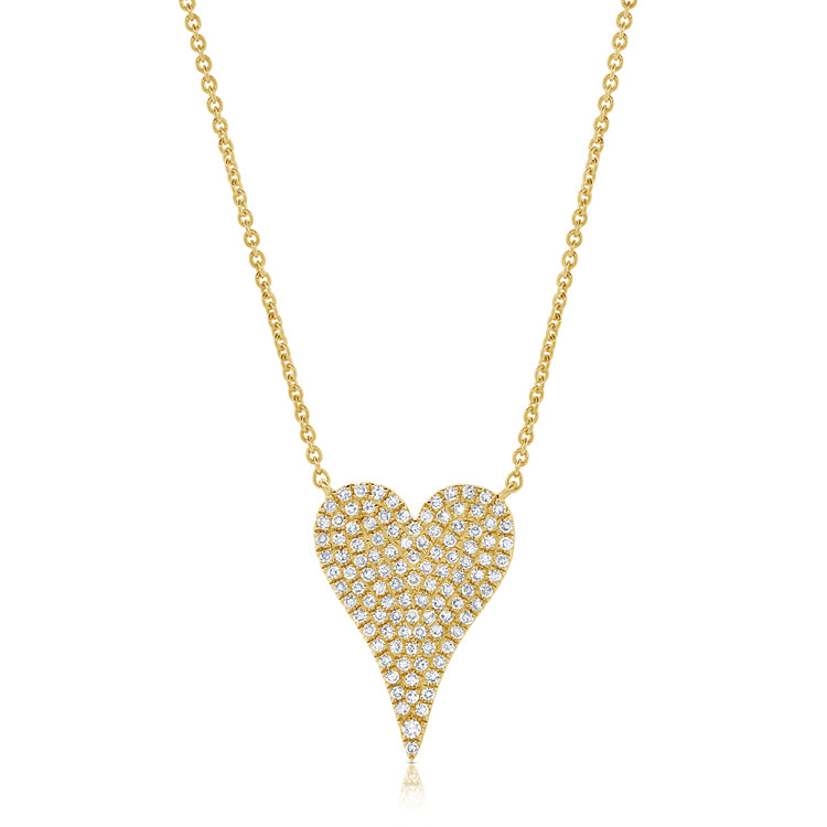 14K Gold Diamond Medium Elongated Heart Necklace