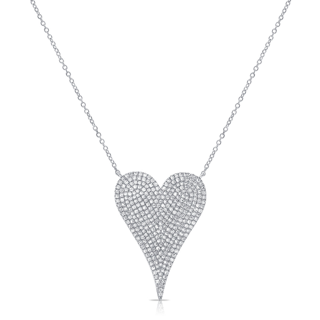 14K Gold Diamond Jumbo Elongated Heart Necklace