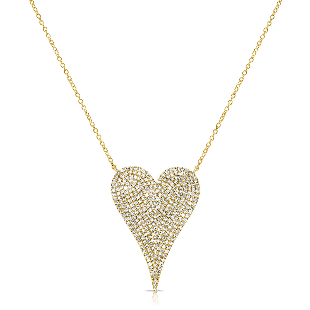 14K Gold Diamond Jumbo Elongated Heart Necklace