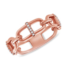 Load image into Gallery viewer, 14K Rose Gold And Diamond Chain Link Ring
