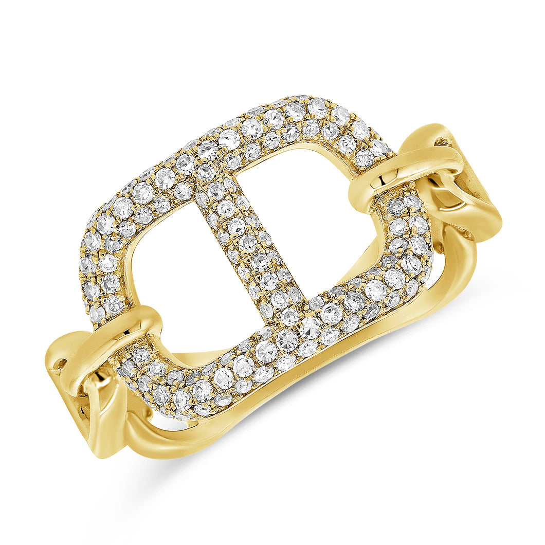 14K Yellow Gold Diamond Chain Link Ring