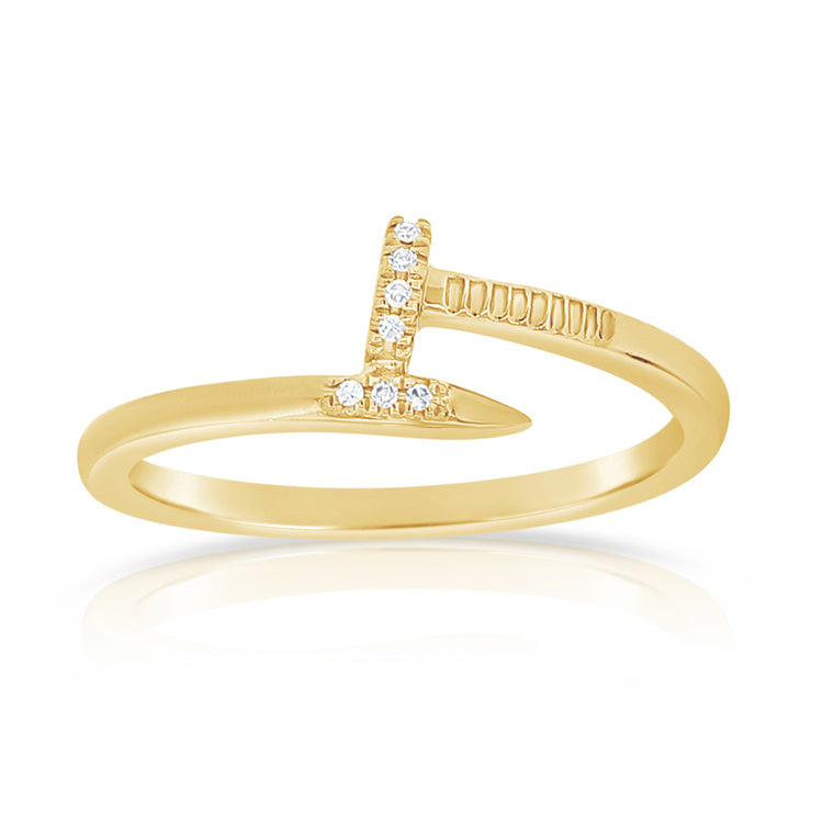 14K Gold Thin Diamond Nail Ring