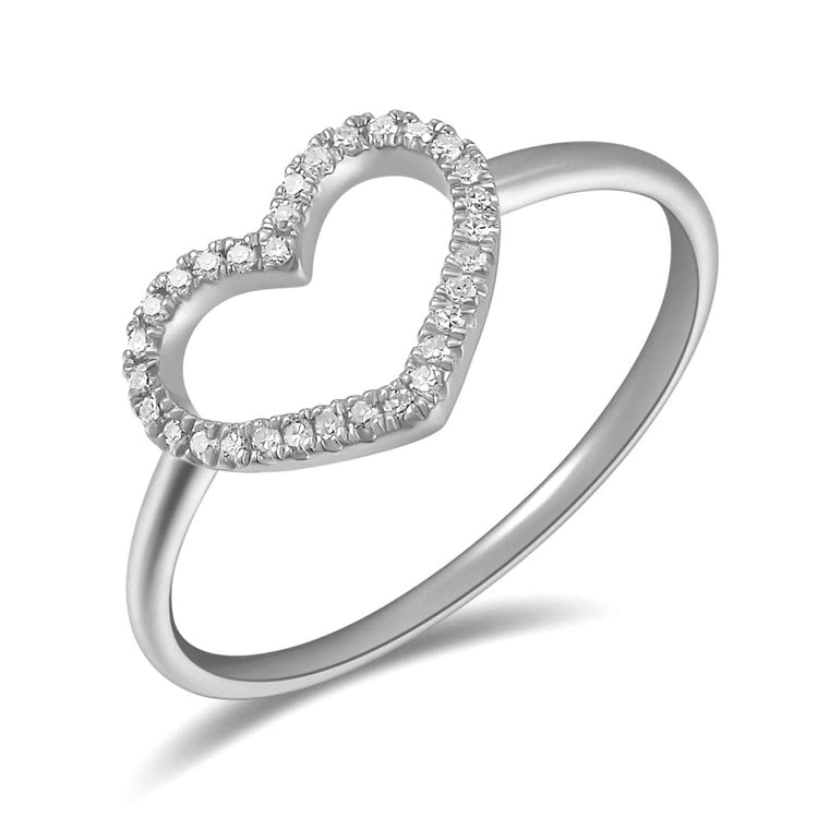 14K Gold Diamond Open Heart Ring