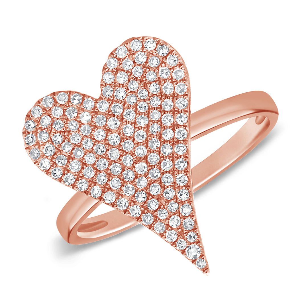 14K Gold Diamond Large Elongated Heart Ring