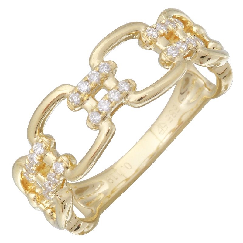 14K Yellow Gold Diamond Link Ring