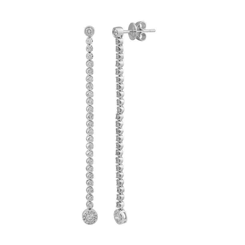 14K White Gold Long Drop Earrings