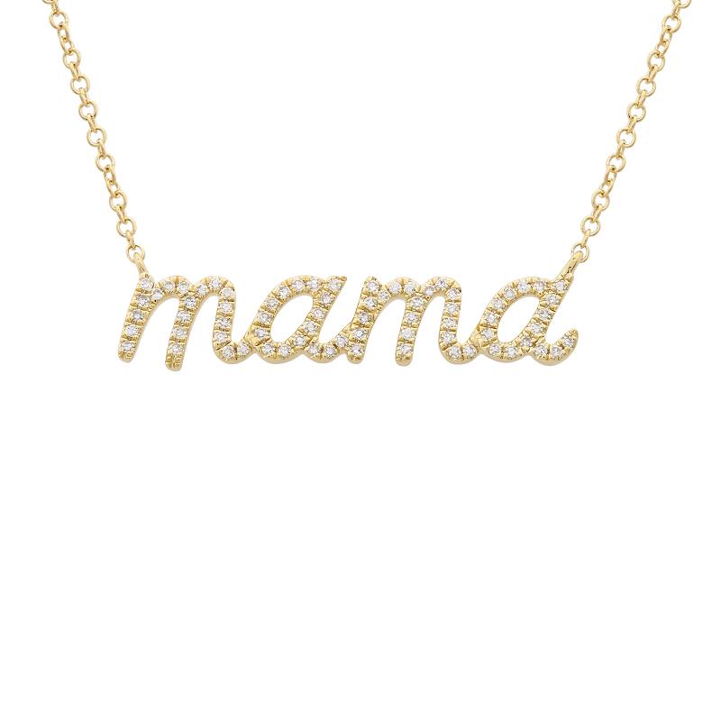 14K Yellow Gold Mama Diamond Necklace