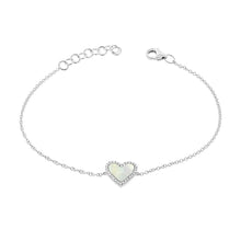 Load image into Gallery viewer, 14K Gold Mother of Pearl Heart and Diamond Bracelet
