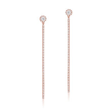 Load image into Gallery viewer, 14K Gold Diamond Hanging Bar Earrings
