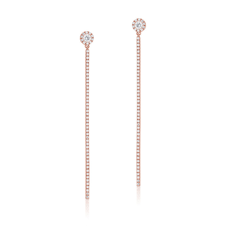 14K Gold Diamond Hanging Bar Earrings
