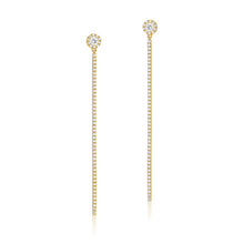 Load image into Gallery viewer, 14K Gold Diamond Hanging Bar Earrings
