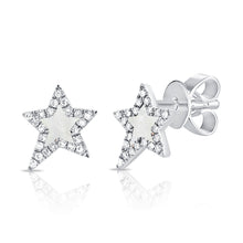 Load image into Gallery viewer, 14K Gold Diamond Mother Of Pearl Star Studs
