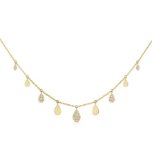 Load image into Gallery viewer, 14K Gold and Diamond Teardrop Charms Necklace
