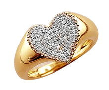 Load image into Gallery viewer, 14K Gold Diamond Heart Signet Ring
