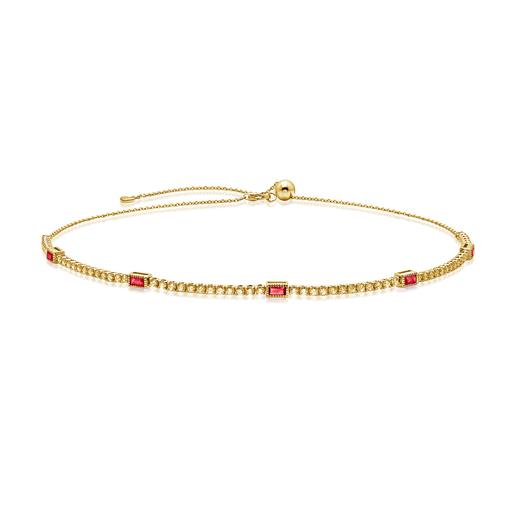 14K Yellow Gold Diamond and Ruby Necklace