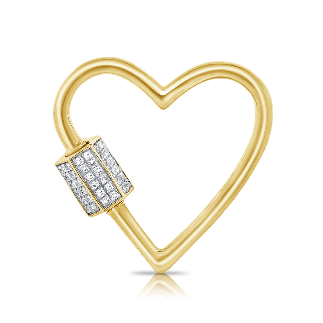 14K Gold and Diamond Carabiner Heart Charm