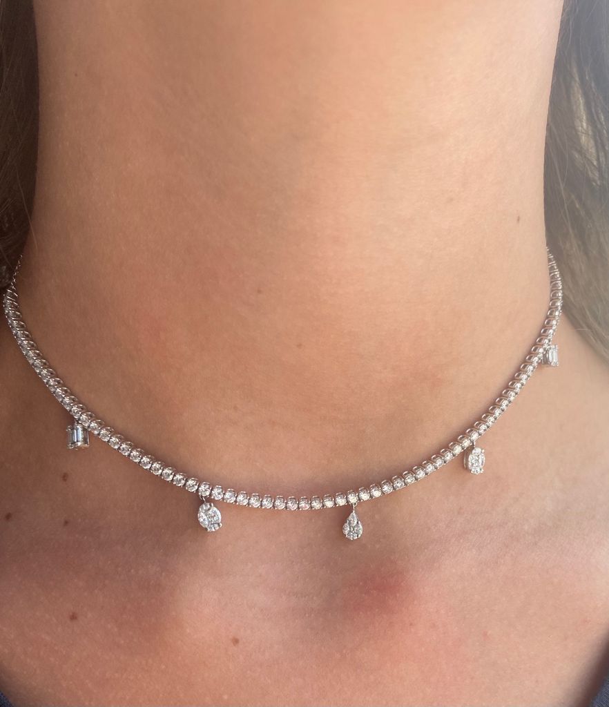14K White Gold 3.64 Carat Diamond Choker