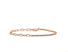 Load image into Gallery viewer, 14K Gold Diamond Half Link Half Diamond Tennis Bracelet

