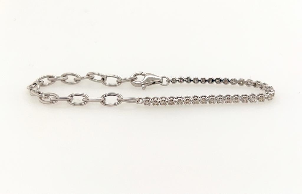 14K Gold Diamond Half Link Half Diamond Tennis Bracelet