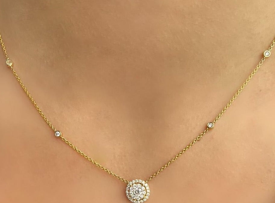 18K Yellow Gold Diamond By The Yard Chain Necklace