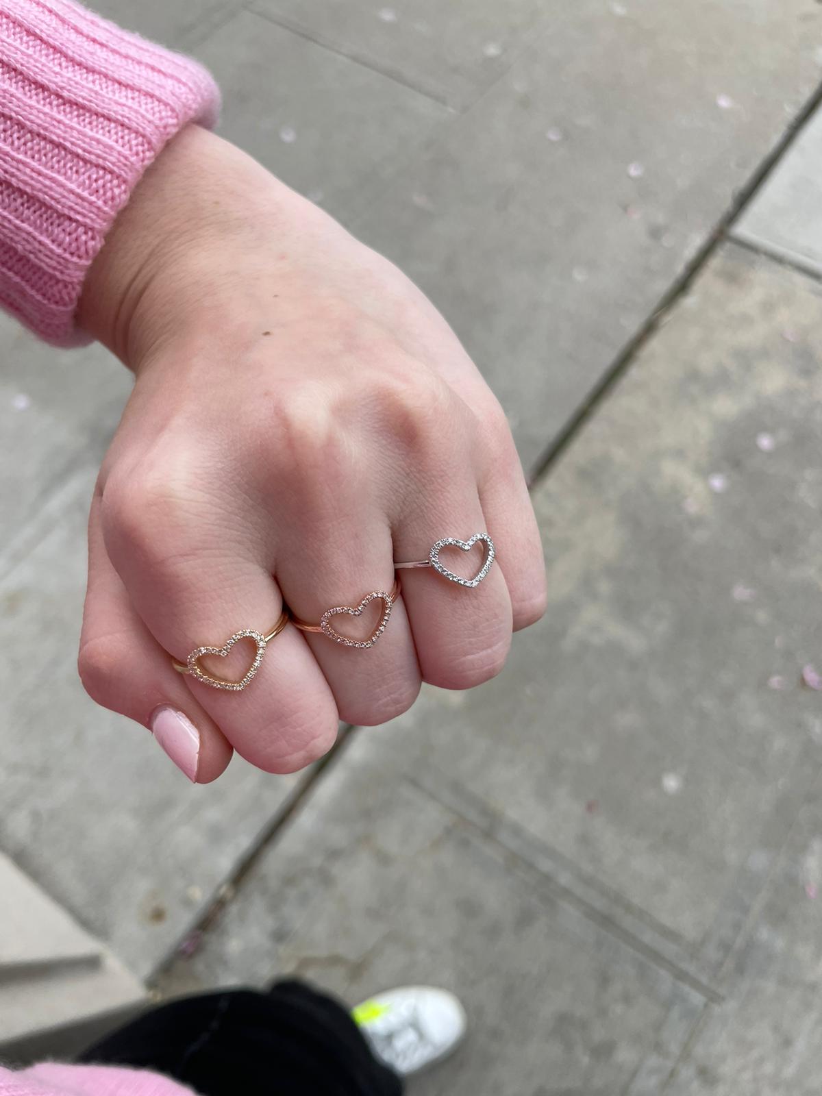 14K White Gold Diamond Heart Ring