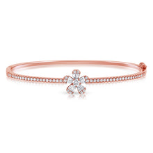 Load image into Gallery viewer, 14K Gold Diamond Flower Baguette Bangle
