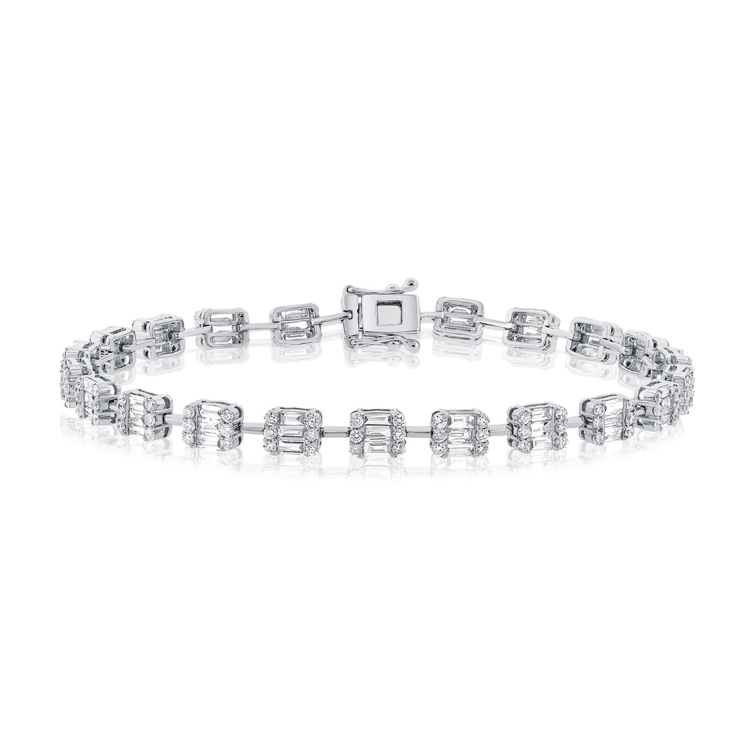 14K Gold Diamond Baguette Bracelet
