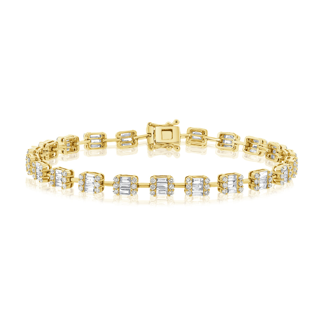14K Gold Diamond Baguette Bracelet
