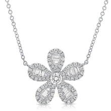 Load image into Gallery viewer, 14K Gold Diamond Medium Baguette Flower Necklace
