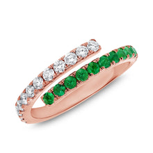 Load image into Gallery viewer, 14K Gold Emerald and Diamond Wrap Ring
