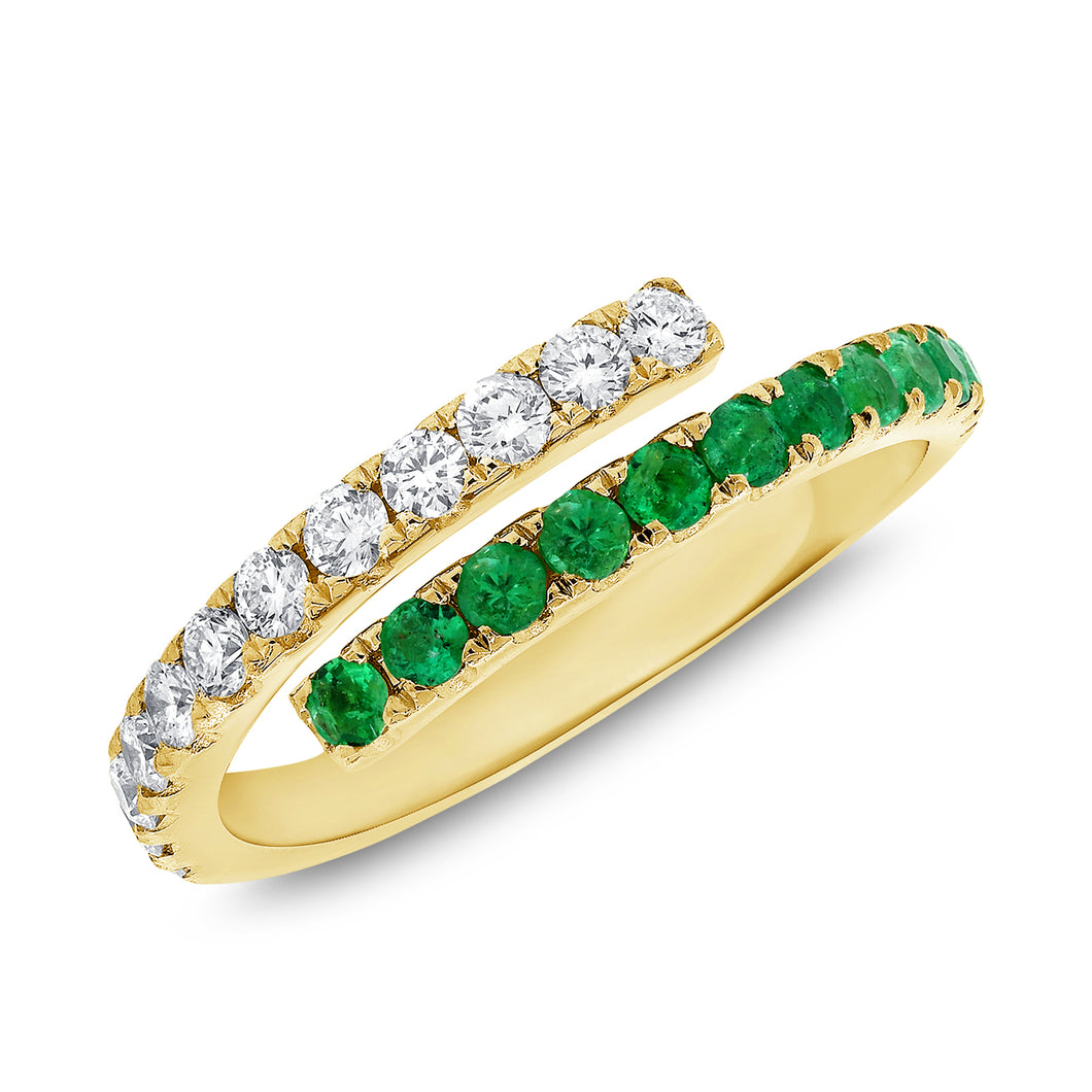 14K Gold Emerald and Diamond Wrap Ring