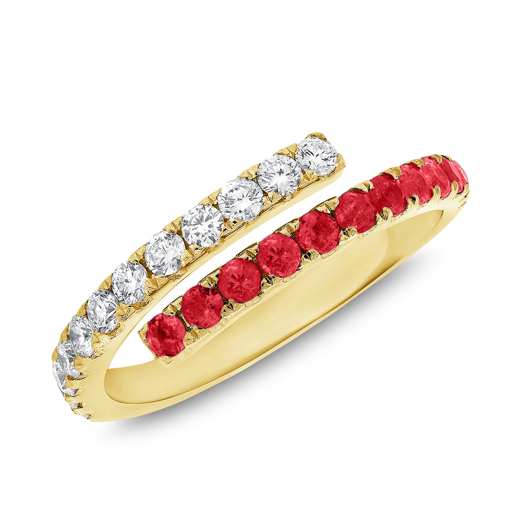 14K Gold Ruby and Diamond Wrap Ring
