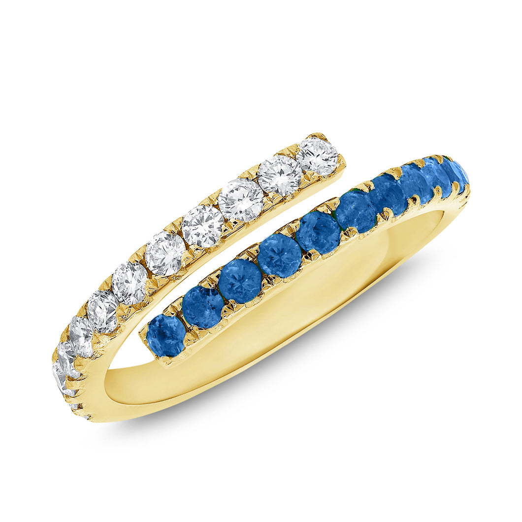 14K Gold Sapphire and Diamond Wrap Ring