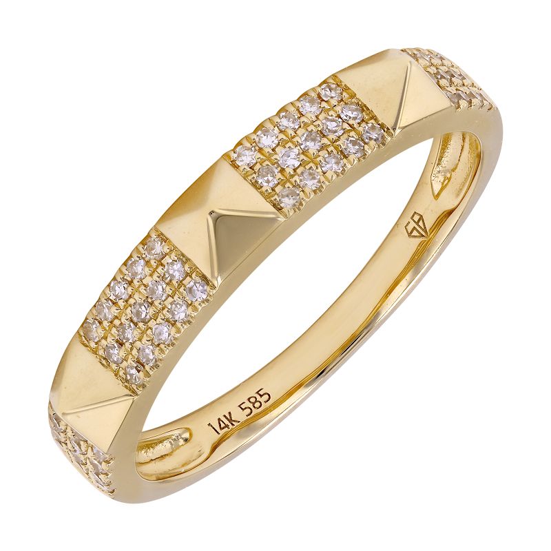 14K Yellow Gold Diamond Large Spike Ring