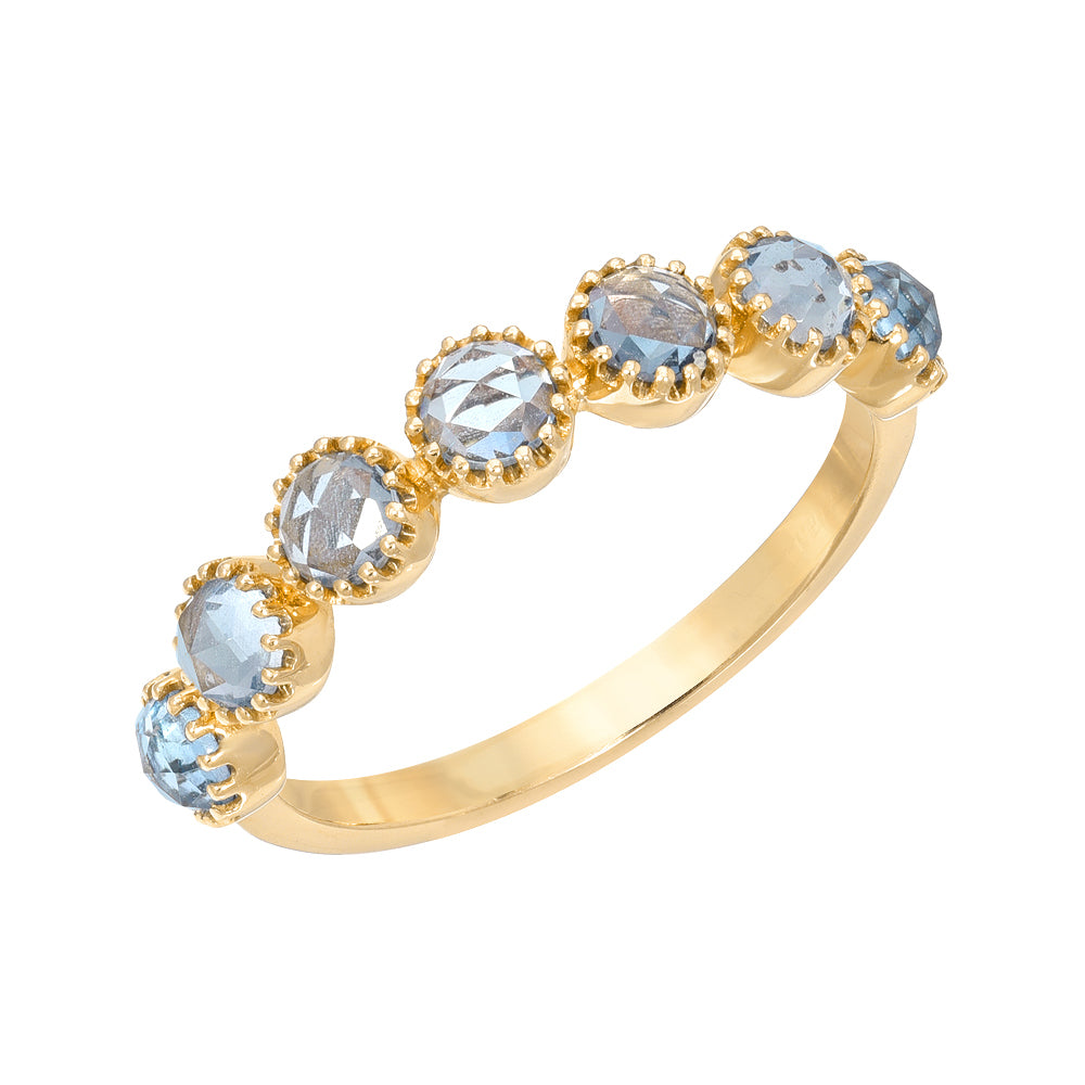 14K Yellow Gold London Blue Topaz Halfway Ring