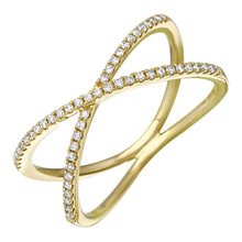Load image into Gallery viewer, 14k Gold Diamond X Ring
