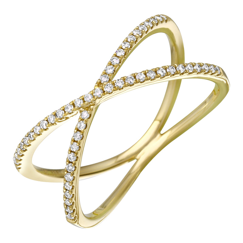 14k Gold Diamond X Ring