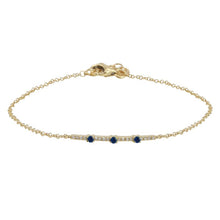 Load image into Gallery viewer, 14K Gold Sapphire and Diamond Bar Bracelet
