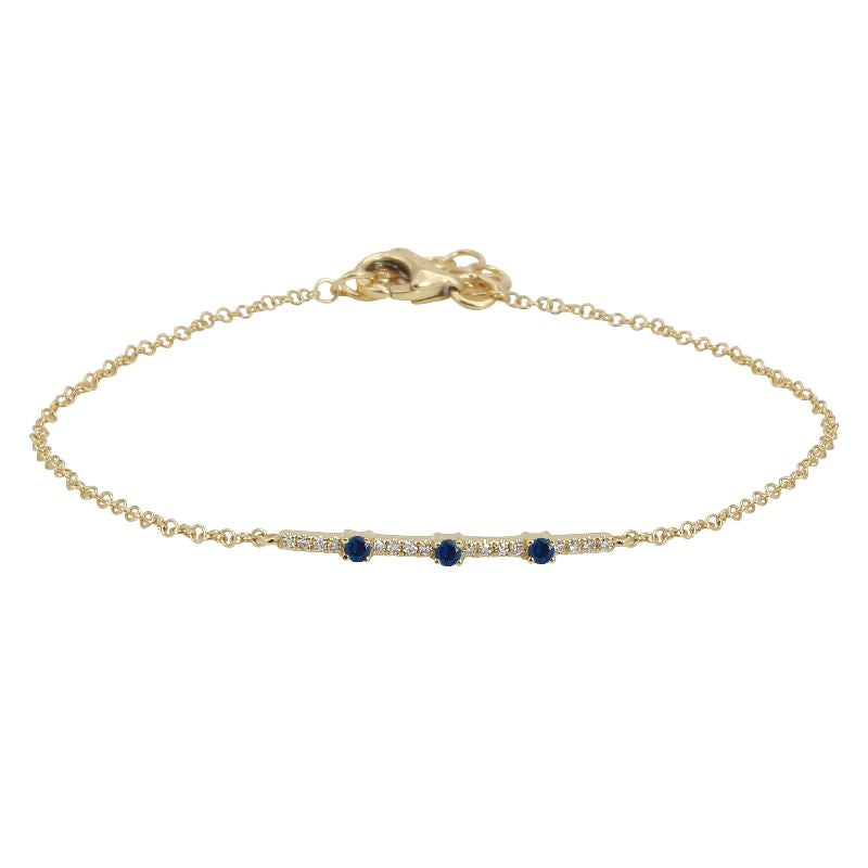 14K Gold Sapphire and Diamond Bar Bracelet