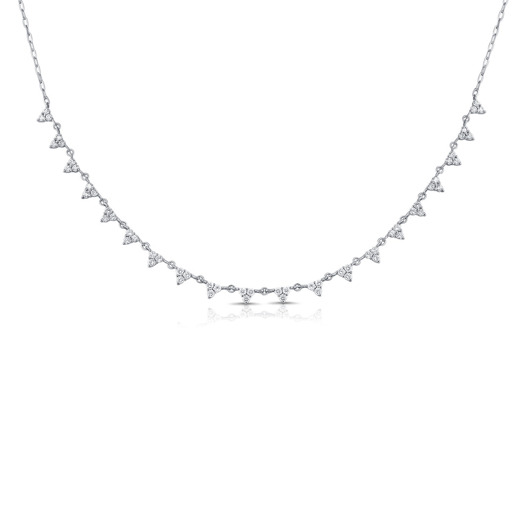 14K Gold Hanging Triple Diamond Neckalce