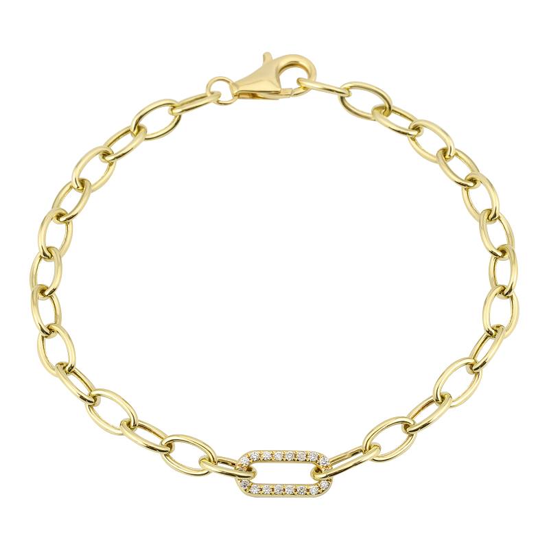 14K Yellow Gold Diamond Square Link Bracelet